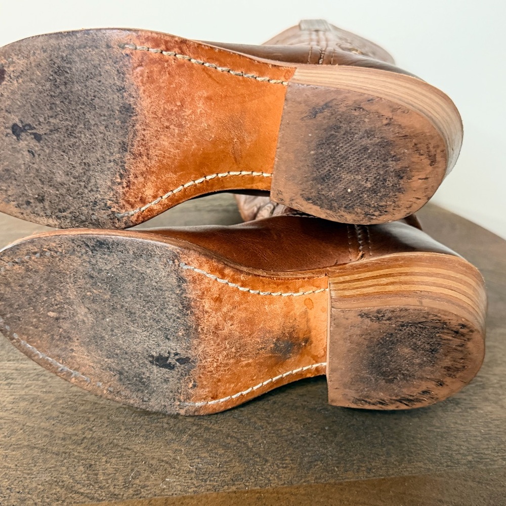 Frye Austin Flower Cutout Leather Campus Boots - Picture 6 of 9